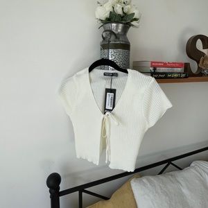 White Cropped Cardigan